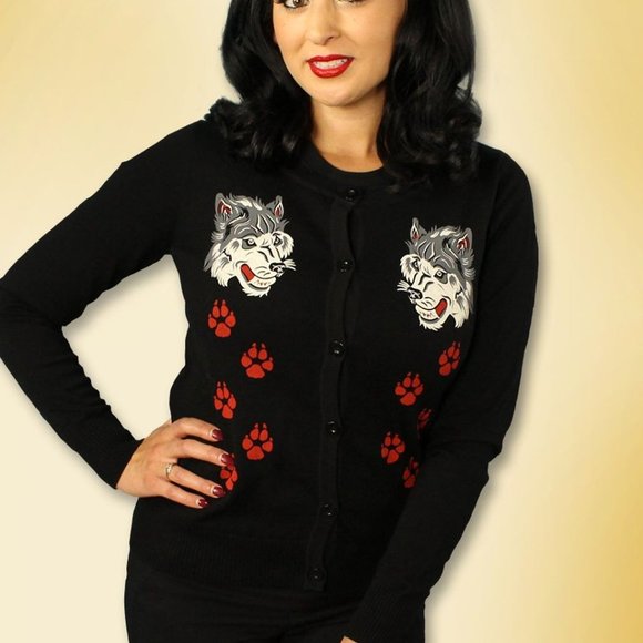 Big Bad Wolf Ladies Cardigan- Medium- Black - Picture 1 of 6